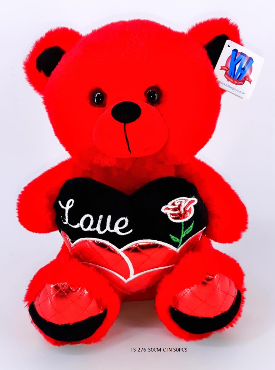 30CM RED BEAR W/HEART