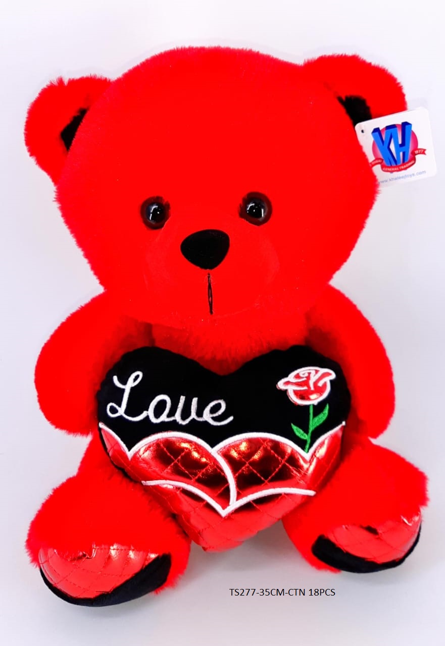 35CM RED BEAR W/HEART 