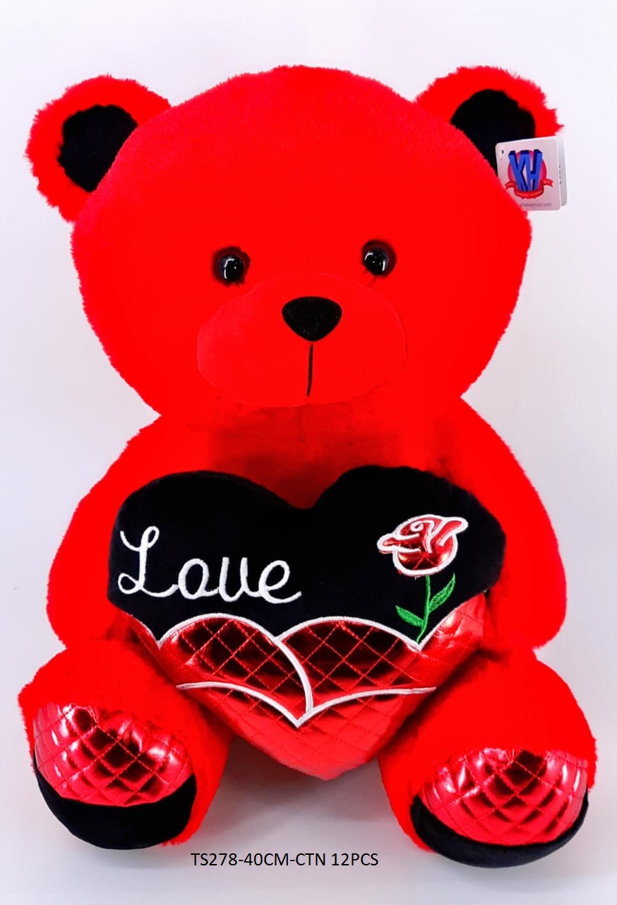 40CM RED BEAR W/HEART