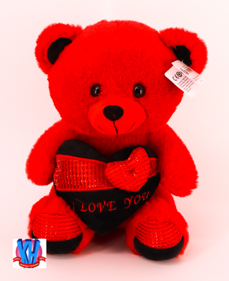 30CM RED BEAR W/HRAT