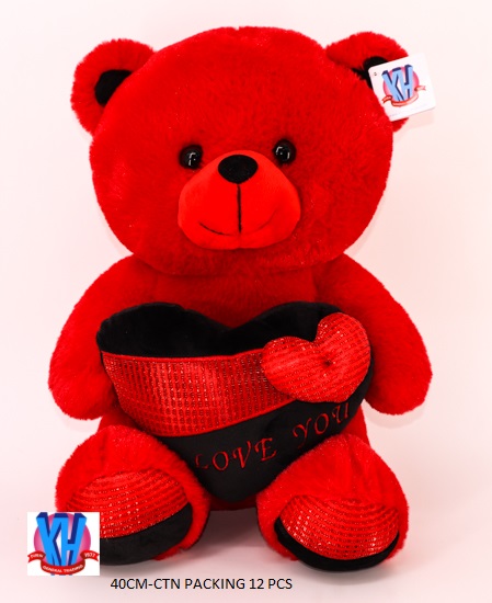 40CM RED BEAR W/HEART
