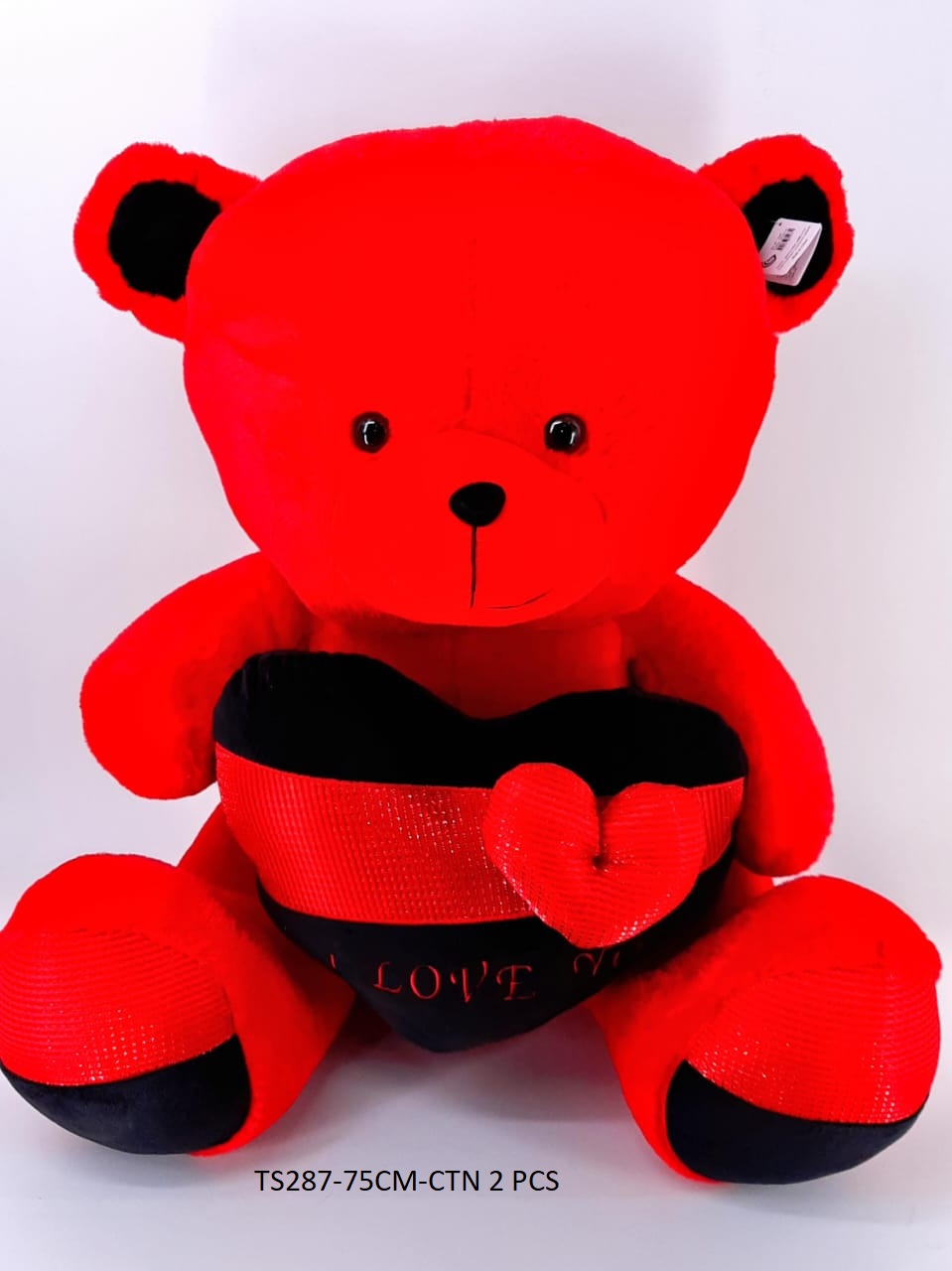 75CM RED BEAR W/HEART