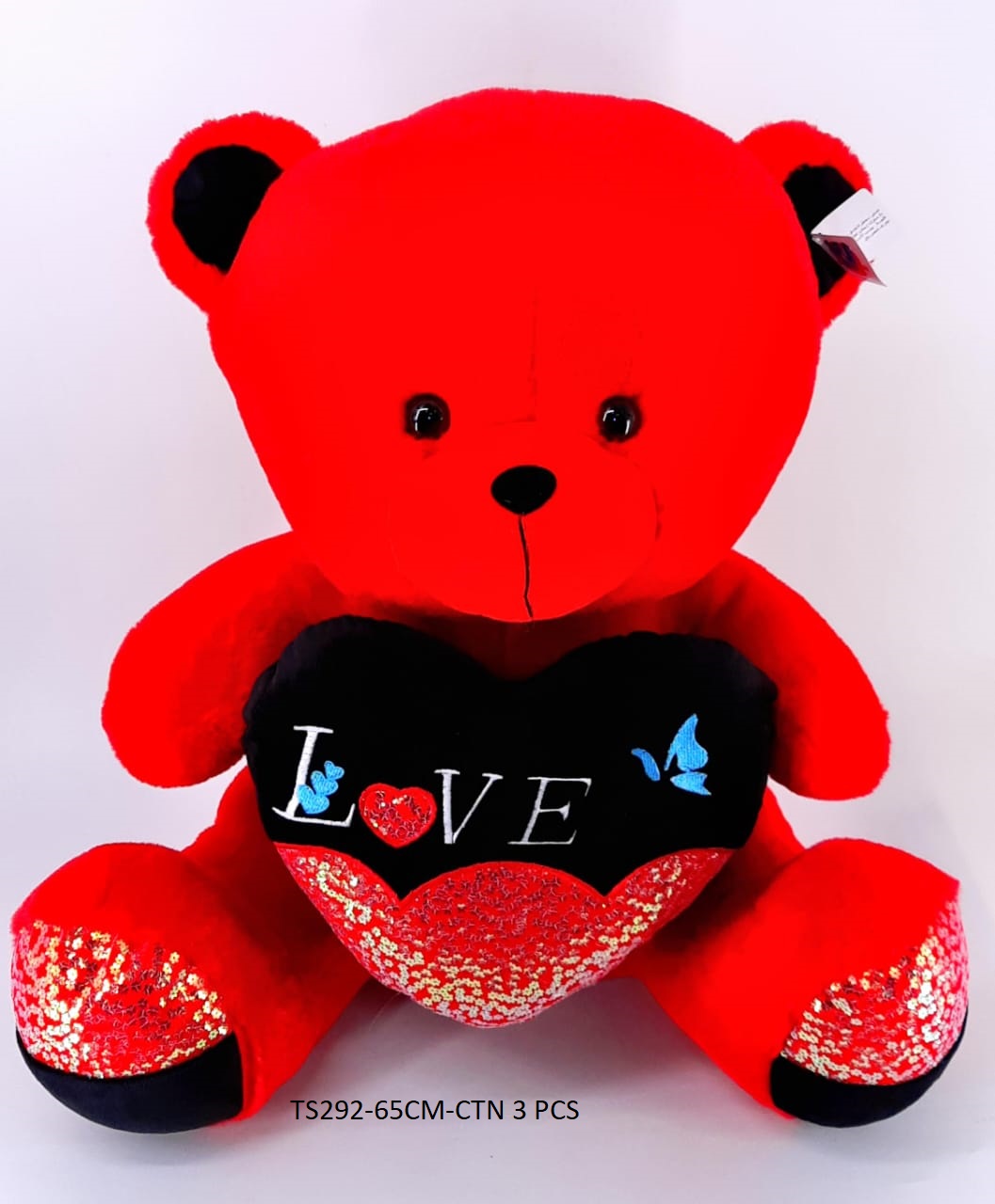 65CM RED BEAR W/HEART 