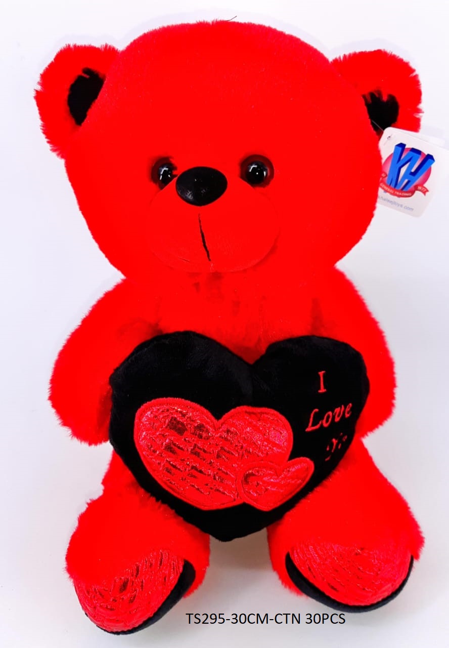 30CM RED BEAR W/HEART 