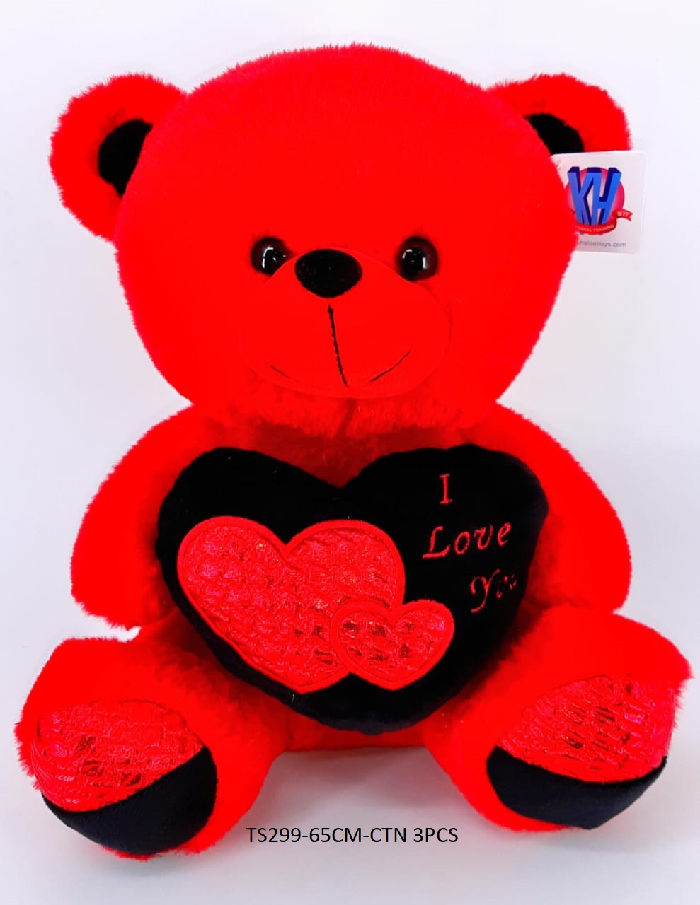 65CM RED BEAR W/HEART 