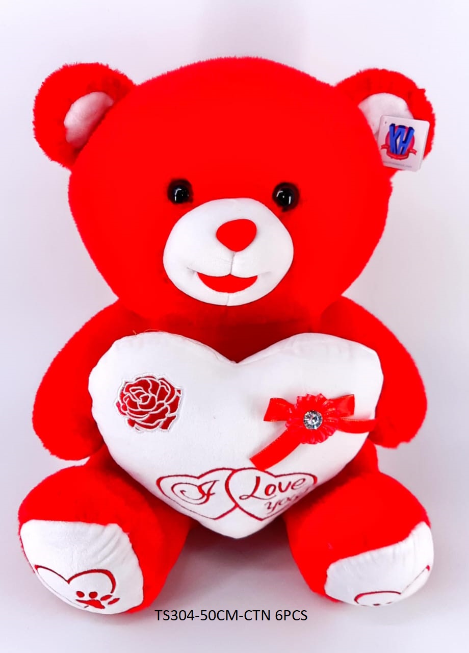 50CM RED BEAR W/HEART 