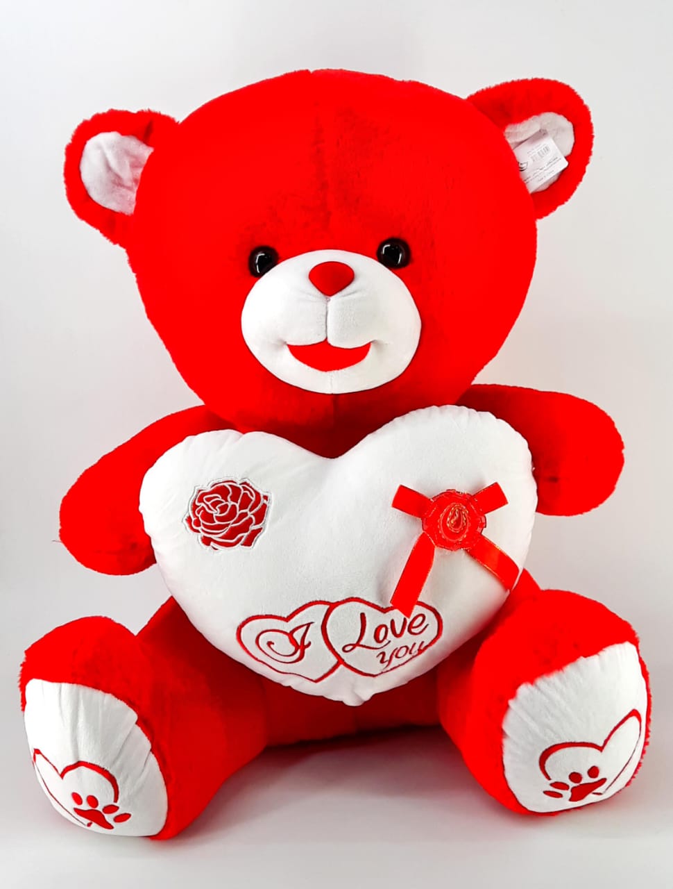 65CM RED BEAR W/HEART