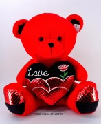 65CM RED BEAR W/HEART 