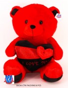 50CM RED BEAR W/HEART