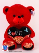 40CM RED BEAR W/HEART