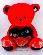 75CM RED BEAR W/HEART