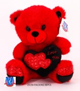 25CM RED BEAR W/HEART