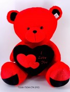 75CM RED BEAR W/HEART