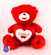 65CM RED BEAR W/HRAT