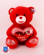 50CM RED BEAR W/HRAT